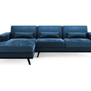 Copenhagen Chaiselong Sofa, Blå Velour (Venstrevendt)