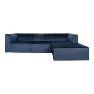 Alba Lounge Sofa i blå velour - højrevendt