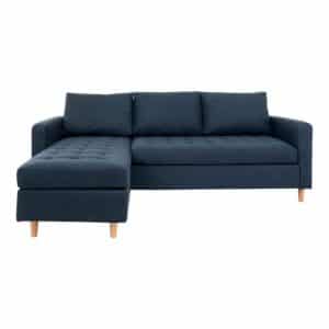 Sofa i blå med træben 151/83x219xH80 cm HN1003 - 1301502
