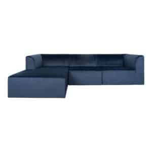 Sofa i mørkeblå velour - venstrevendt 160/90x272xH67 cm HN1005 - 1301089
