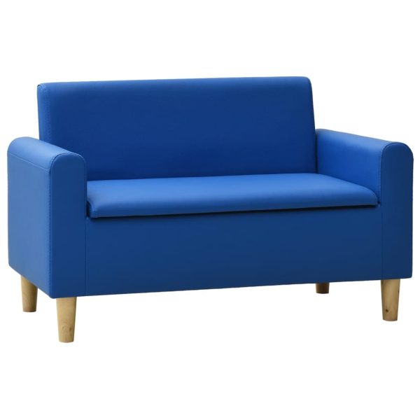 2-personers sofa til børn kunstlæder blå