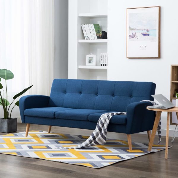 3-personers sofa stof blå