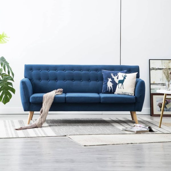 3-personers sofa stofbeklædning 172 x 70 x 82 cm blå