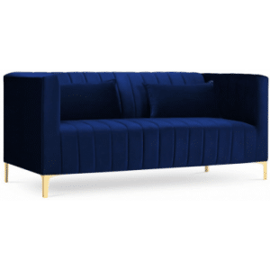 Annite 2-personers sofa i metal og velour B160 cm - Guld/Blå