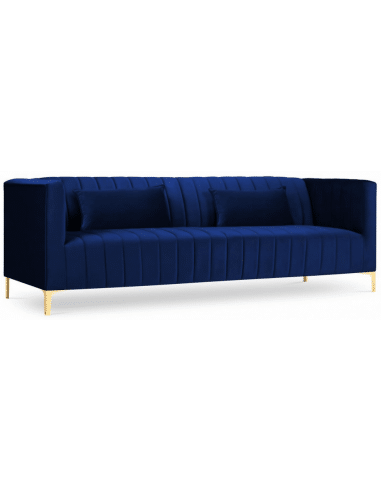 Annite 3-personers sofa i metal og velour B220 cm - Guld/Blå