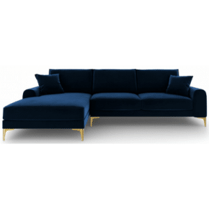 Larnite Chaiselong sofa i velour venstrevendt B254 x D182 cm - Guld/Blå