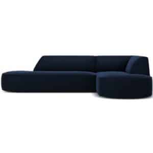 Ruby chaiselong sofa højrevendt i velour B273 x D180 cm - Blå