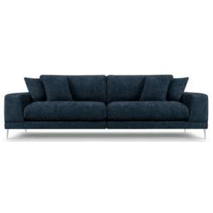 Jog 4-personers sofa i metal og chenille B286 x D122 cm - Sølvgrå/Blå