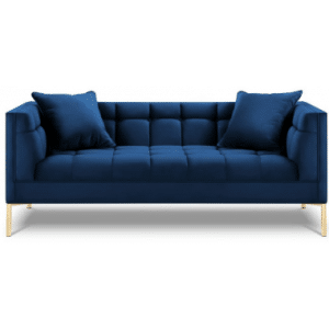 Karoo 2-personers sofa i metal og velour B185 x D85 cm - Guld/Blå