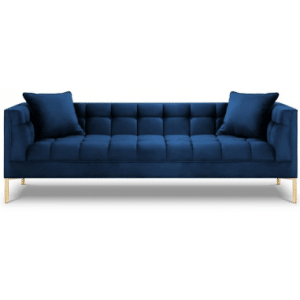 Karoo 3-personers sofa i metal og velour B224 x D85 cm - Guld/Blå