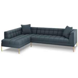 Karoo venstrevendt chaiselong sofa i metal og polyester B270 x D185 cm - Guld/Blå