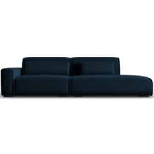 Lina højrevendt 3-personers sofa i velour B274 cm - Blå
