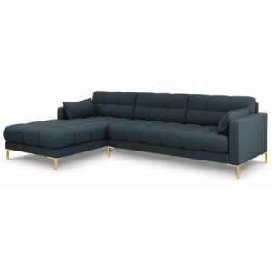 Mamaia venstrevendt chaiselong sofa i polyester B293 x D185 cm - Guld/Blå