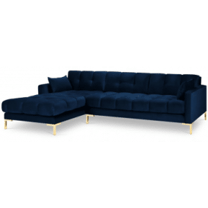Mamaia venstrevendt chaiselong sofa i velour B293 x D185 cm - Guld/Blå