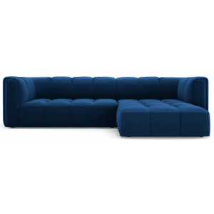 Serena højrevendt chaiselong sofa i velour B256 x D96 - 160 cm - Blå