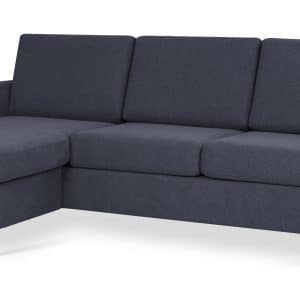 Wendy set 1 3D sofa, m. chaiselong - blå polyester stof og børstet aluminium