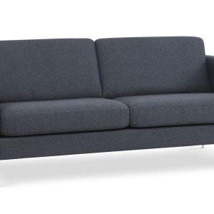 Ask 2,5 pers. sofa - navy blå polyester stof og børstet aluminium