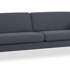 Ask 3 pers. sofa - navy blå polyester stof og børstet aluminium