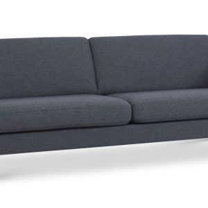 Ask 3 pers. sofa - navy blå polyester stof og natur træ