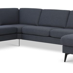 Ask sæt 56 U 2C3D sofa - navy blå polyester stof og Eiffel ben