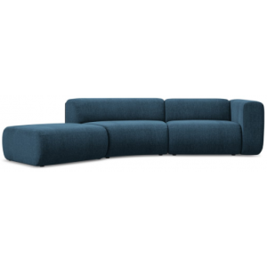 Ekahi buet venstrevendt chaiselong modulsofa i chenille 335 x 166 cm - Blå