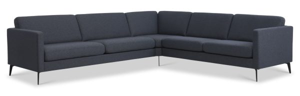 Ask sæt 57 hjørnesofa - navy blå polyester stof og Eiffel ben