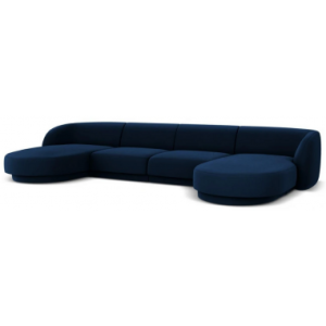 Miley U-sofa i velour B334 x D155 cm - Blå