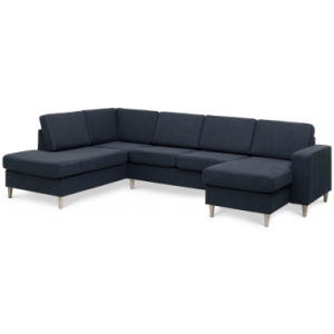 Panset U-sofa i polyester B295 x D197 cm - Natur/Blå