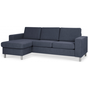 Panset chaiselongsofa i polyester B233 x D137 cm - Børstet alugrå/Blå