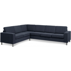 Panset hjørnesofa i polyester B295 x D230 cm - Børstet alugrå/Blå