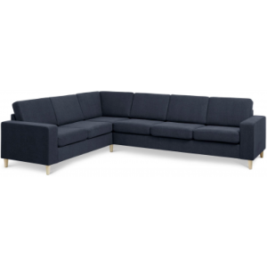 Panset hjørnesofa i polyester B295 x D230 cm - Natur/Blå