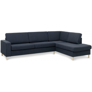 Panset højrevendt chaiselongsofa i polyester B279 x D197 cm - Natur/Blå