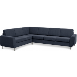 Wendy hjørnesofa i polyester B295 x D230 cm - Børstet alugrå/Dyb blå