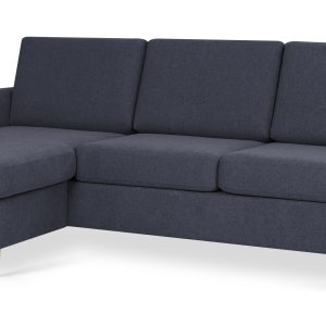 Wendy set 1 3D sofa, m. chaiselong - blå polyester stof og natur træ