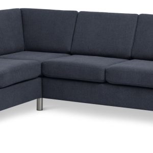 Wendy set 7 corner hjørnesofa - blå polyester stof og børstet aluminium