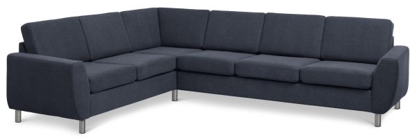 Wendy set 7 corner hjørnesofa - blå polyester stof og børstet aluminium