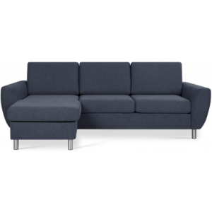 Wendy chaiselongsofa i polyester B233 x D137 cm - Børstet alugrå/Dyb blå