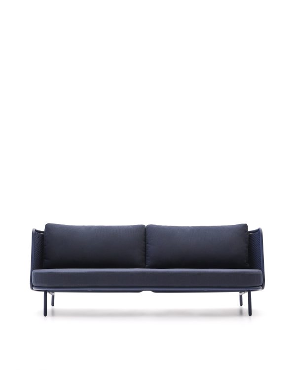 KAVE HOME Sedalis udendørs 3-personers sofa i aluminium og blå tovsnor 210cm