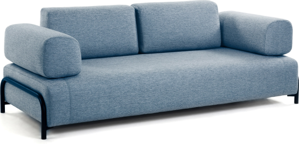 3-personers sofa Kave Home Compo blå stof - moderne nordisk design, aftageligt betræk, pletafvisende