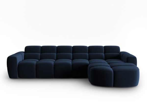 MICADONI Højre hjørnesofa i fløjl, "Lisa", 4 sæder, 310x170x77