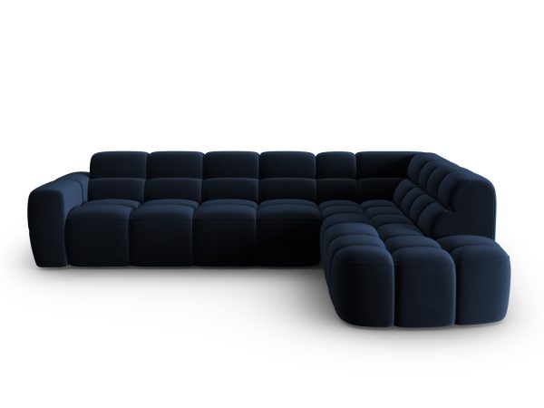 MICADONI Højre hjørnesofa i fløjl, "Lisa", 5 sæder, 293x234x77