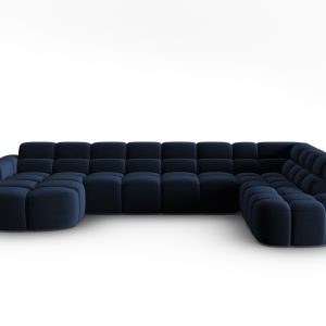 MICADONI Panoramic højre hjørnesofa i fløjl, "Lisa", 7 sæder, 387x234x77