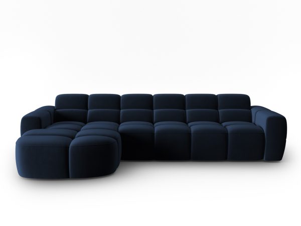 MICADONI Venstre hjørnesofa i fløjl, "Lisa", 4 sæder, 310x170x77