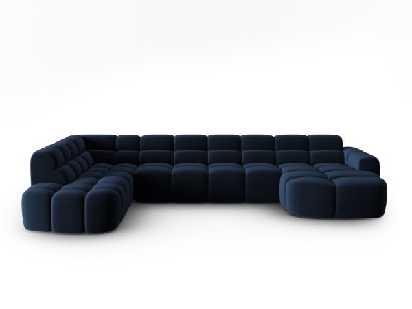 MICADONI Venstre hjørnesofa i fløjl, "Lisa", 7 sæder, 387x234x77