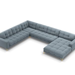 MICADONI Venstre hjørnesofa i fløjl, "Mamaia", 7 sæder, 327x256x75