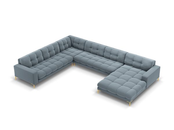 MICADONI Venstre hjørnesofa i fløjl, "Mamaia", 7 sæder, 327x256x75