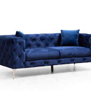 NORDVÄRK Como 2 pers. sofa - marineblå polyester og krom metal