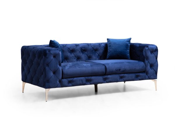 NORDVÄRK Como 2 pers. sofa - marineblå polyester og krom metal
