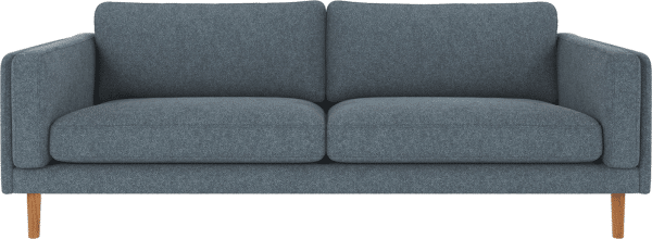 3-personers sofa Rowico Braden i blå Bobby 15 polyester med lakerede egetræsben B216xD87xH78 cm