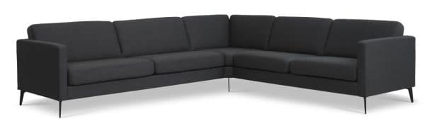 Ask sæt 57 hjørnesofa - antracitgrå polyester stof og Eiffel ben